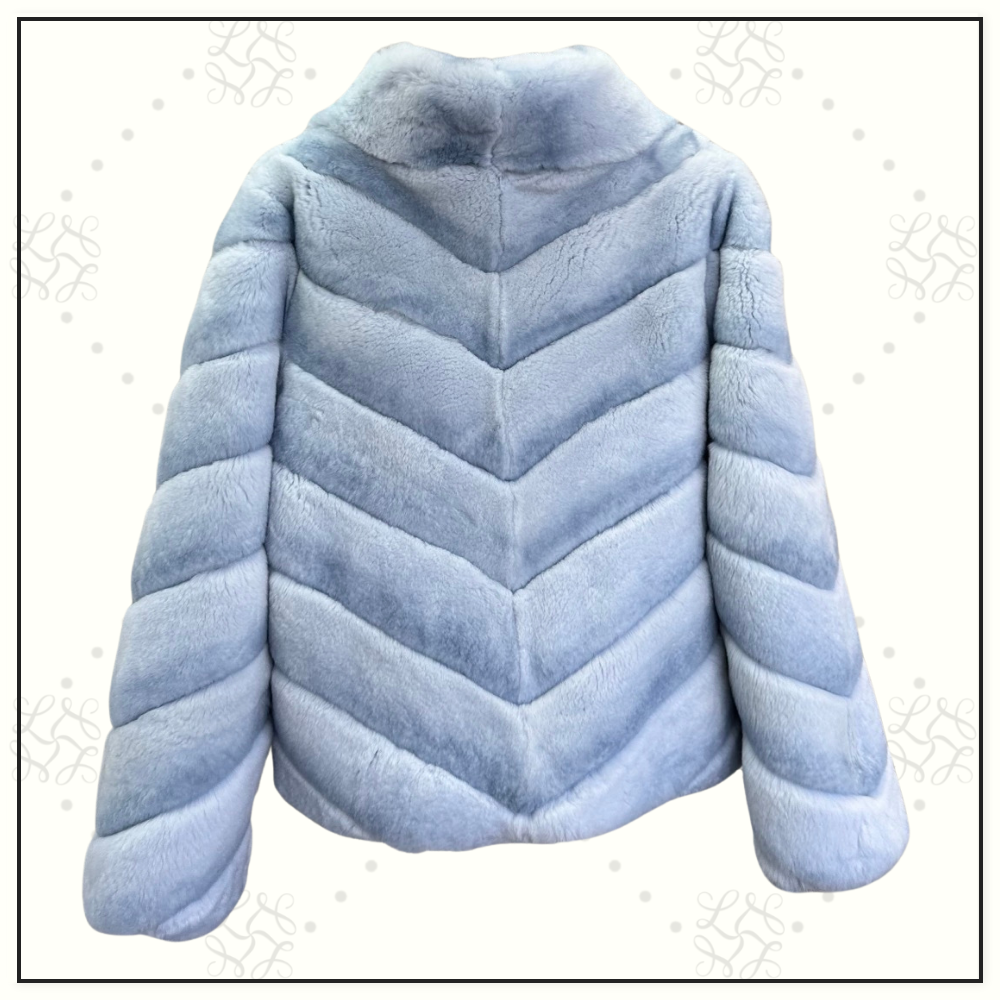 REX RABBIT CHEVRON FUR JACKET