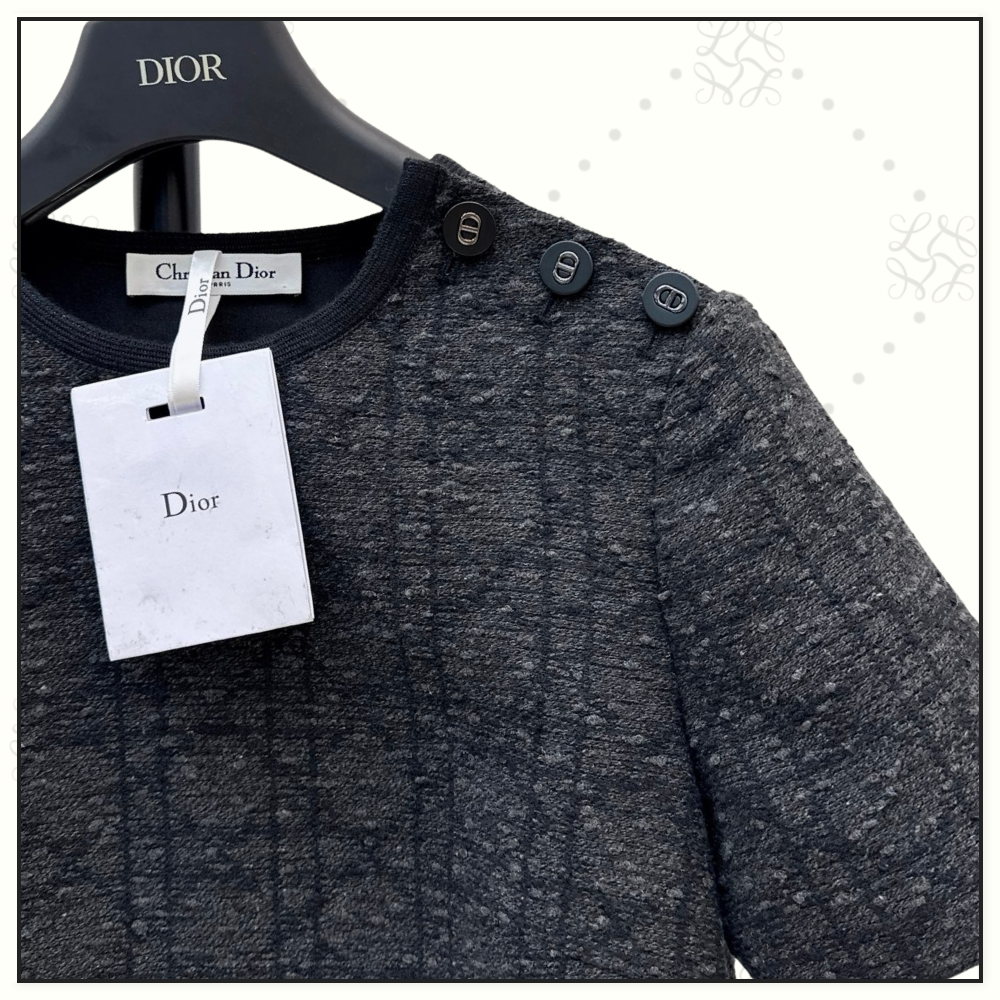 COTTON BLEND MACROCANNAGE MINI DRESS