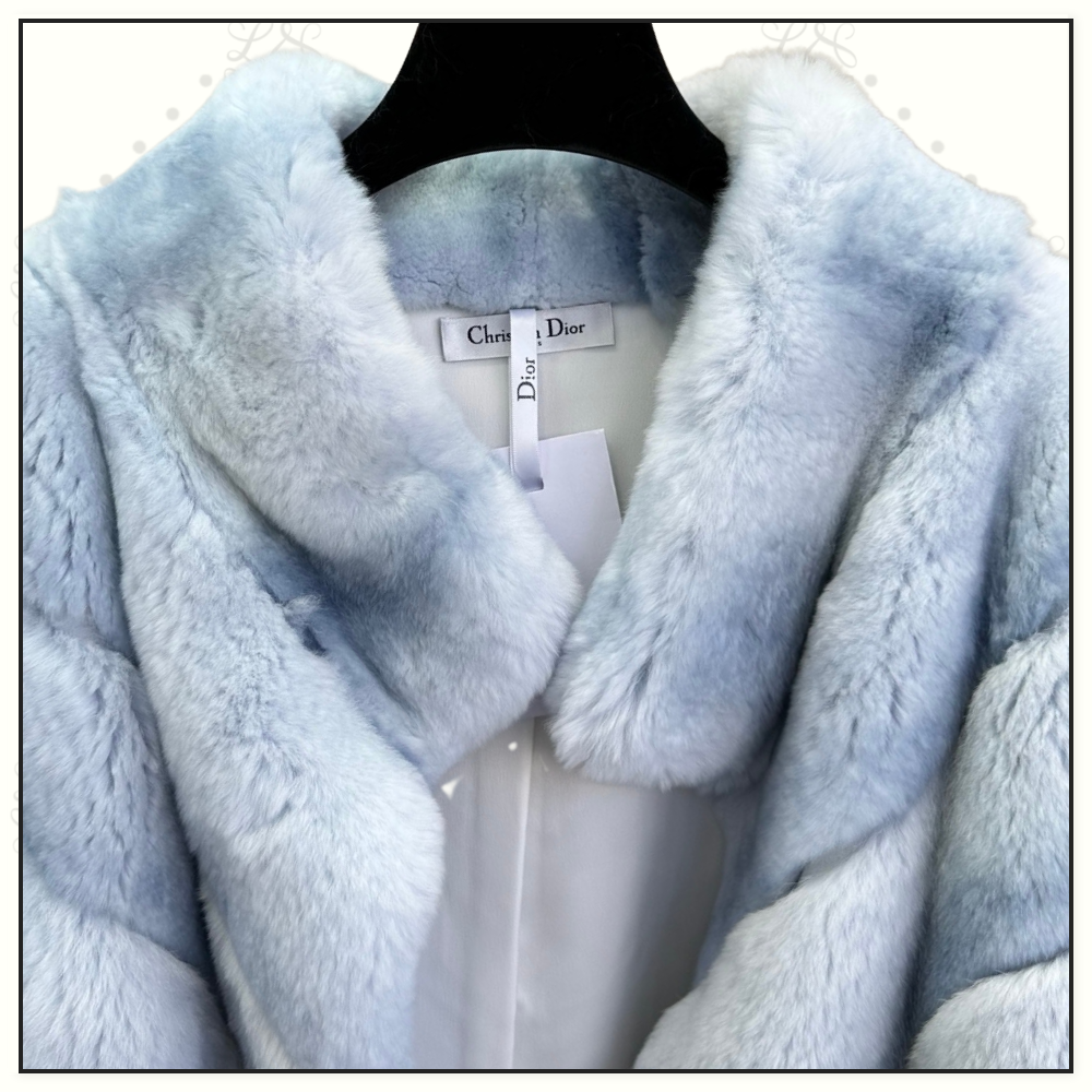 REX RABBIT CHEVRON FUR JACKET