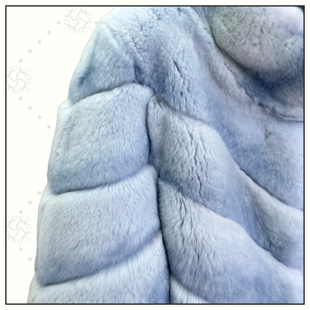 REX RABBIT CHEVRON FUR JACKET
