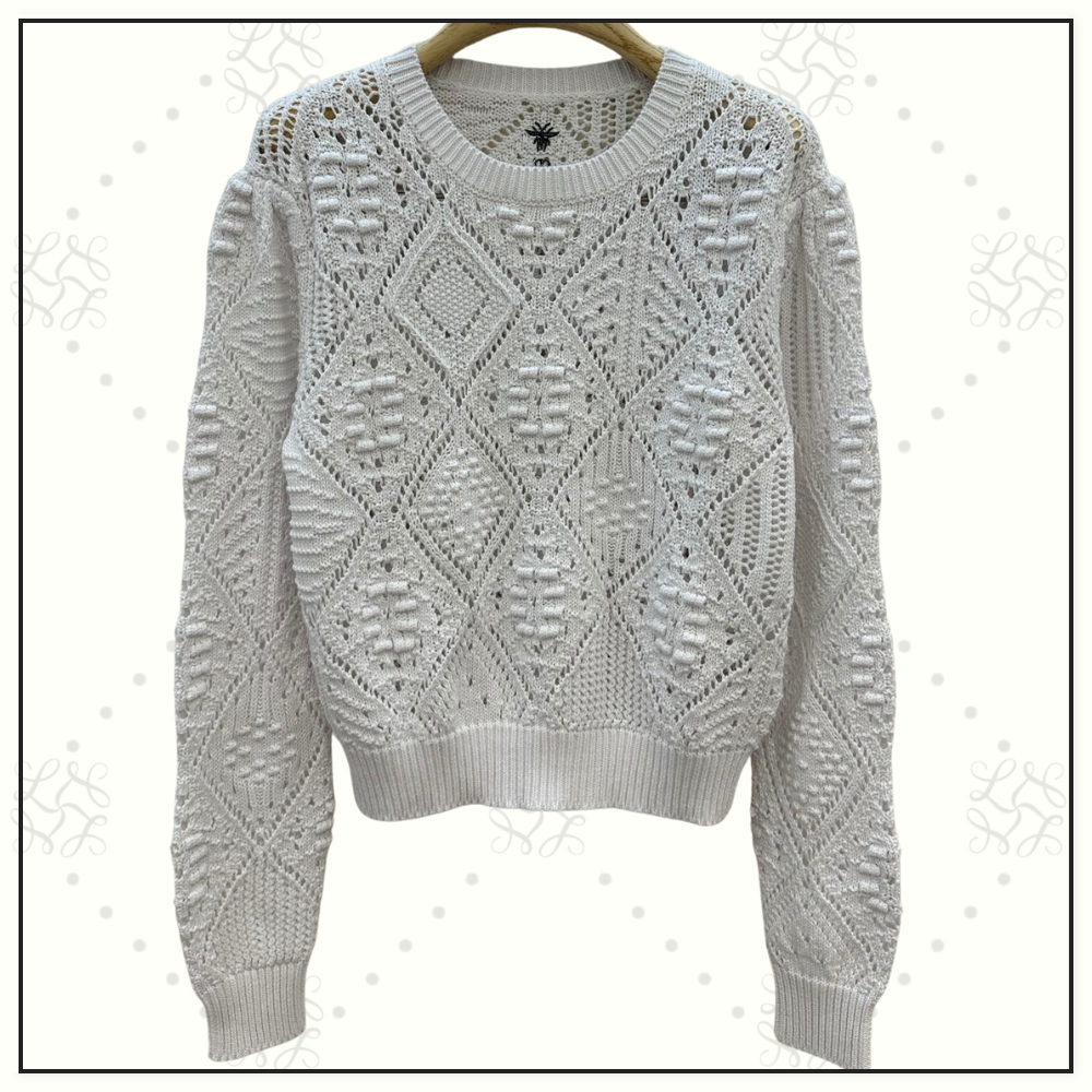 OPENWORK COTTON KNIT PULLOVER