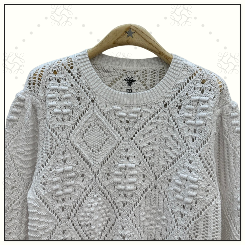 OPENWORK COTTON KNIT PULLOVER