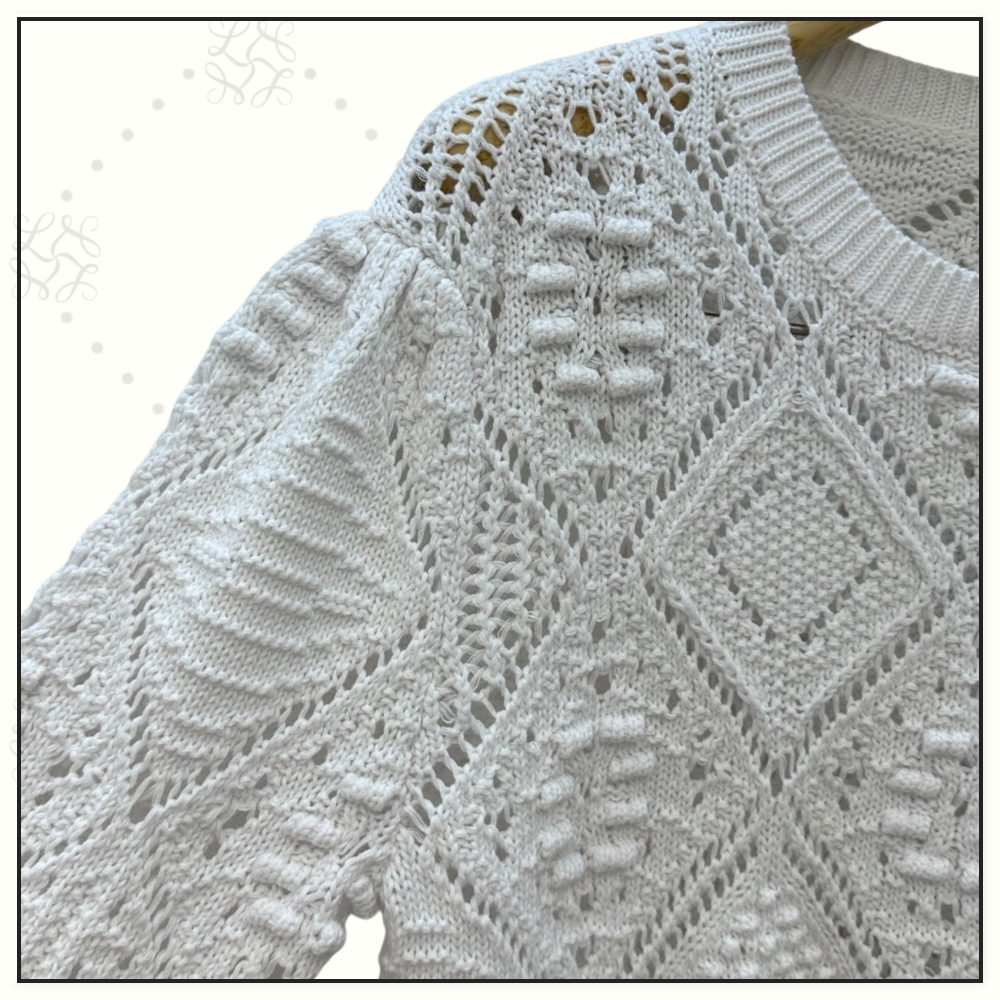 OPENWORK COTTON KNIT PULLOVER
