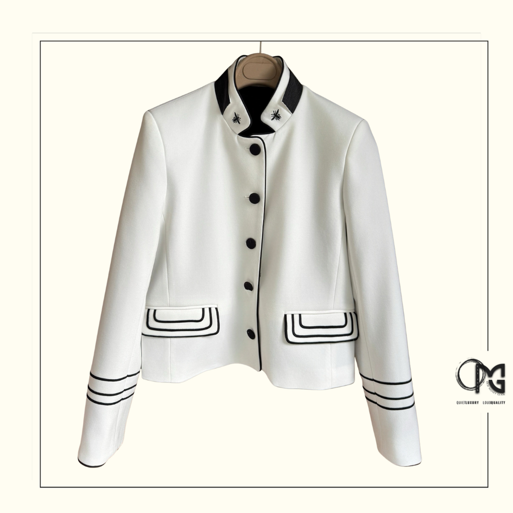 WOOL & MOHAIR COLLARLESS JACKET