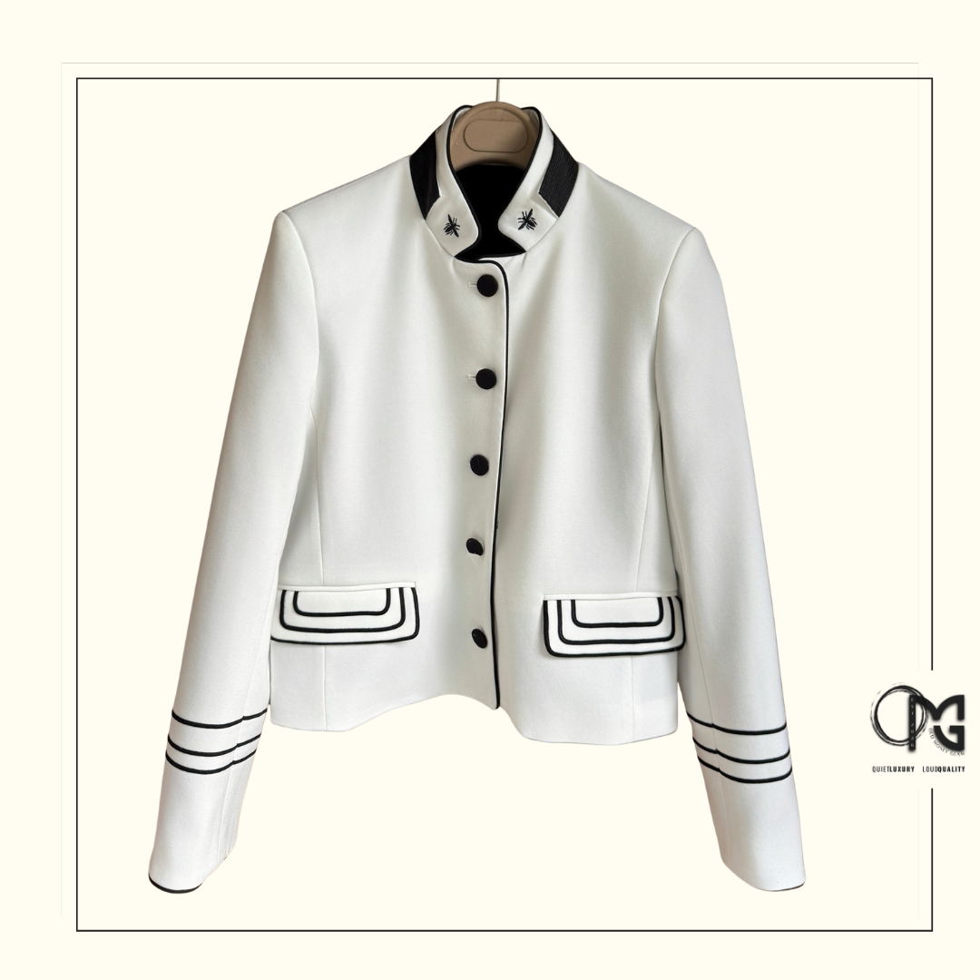 WOOL & MOHAIR COLLARLESS JACKET