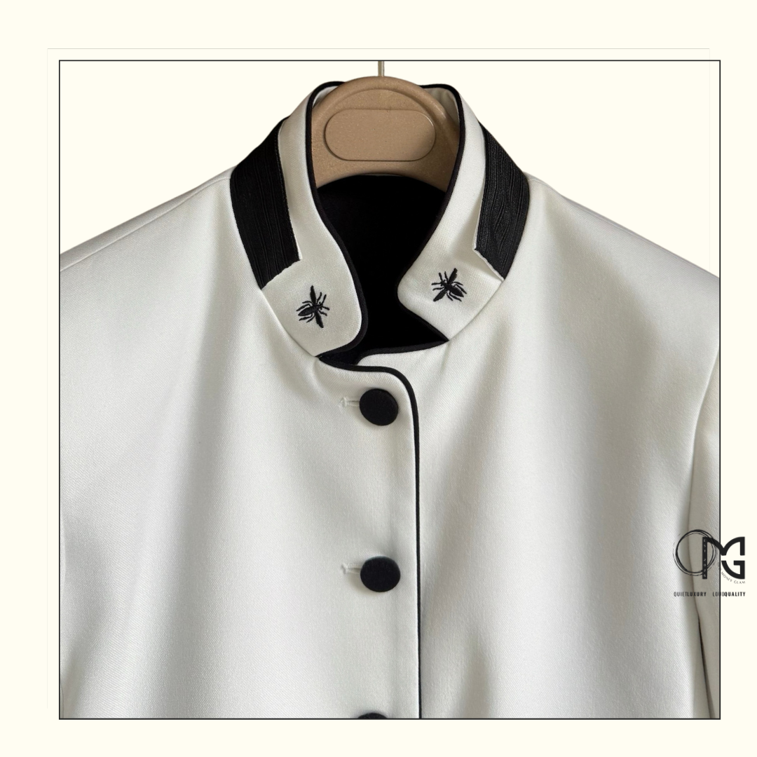 WOOL & MOHAIR COLLARLESS JACKET