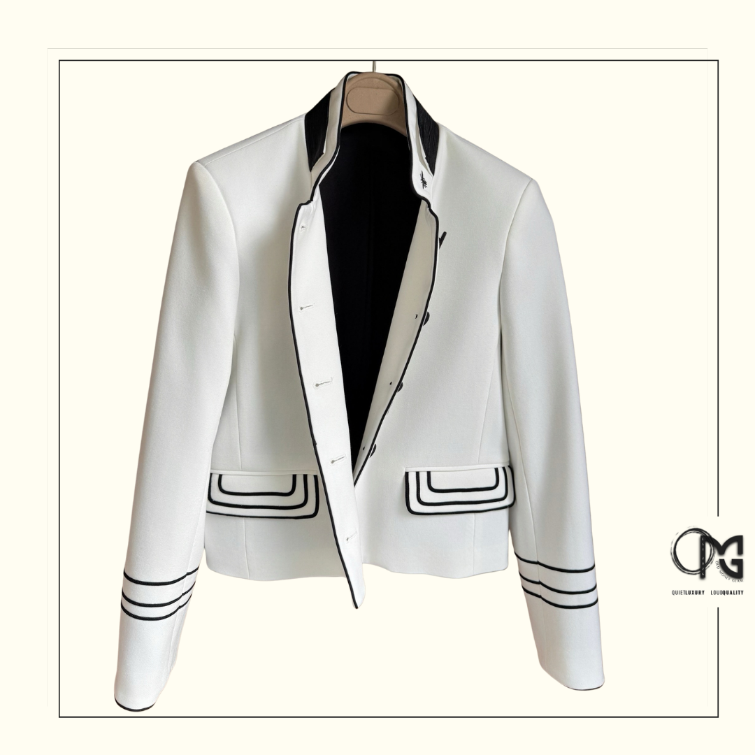 WOOL & MOHAIR COLLARLESS JACKET