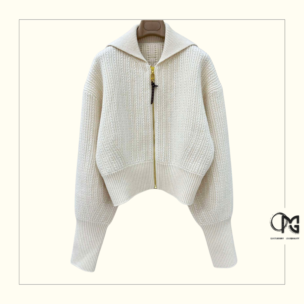 CROPPED RIB KNIT SWEATER