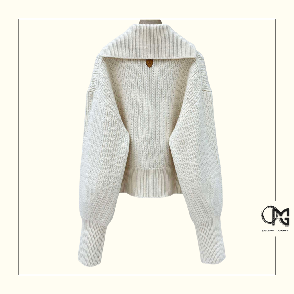 CROPPED RIB KNIT SWEATER