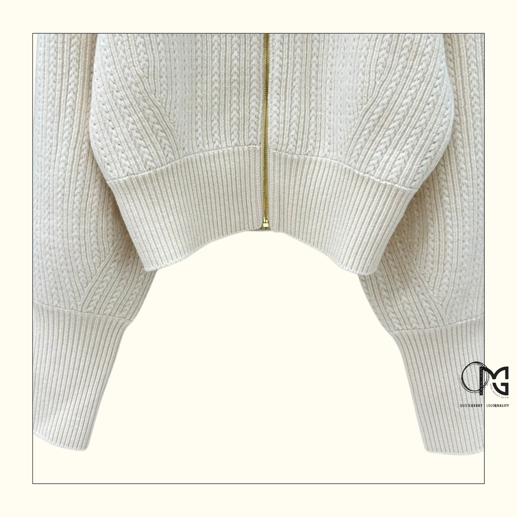 CROPPED RIB KNIT SWEATER