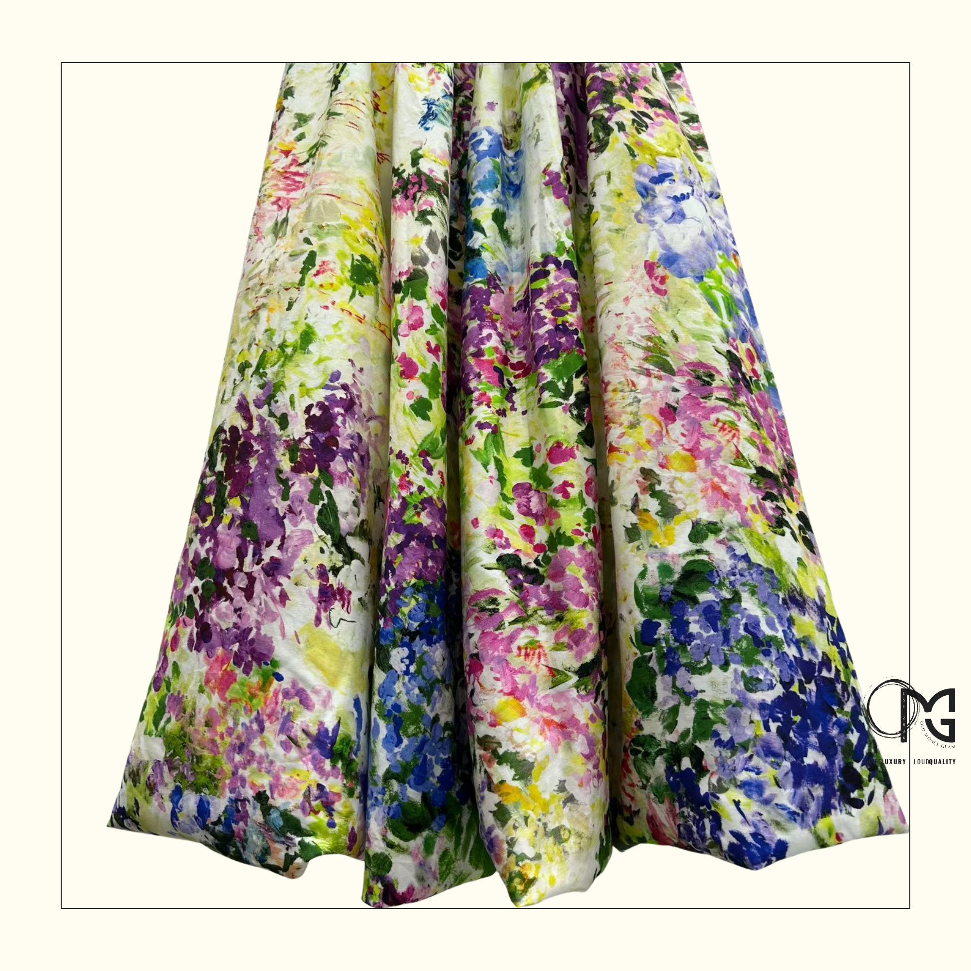 DAHLIA STRAPLESS FLORAL PRINT GOWN