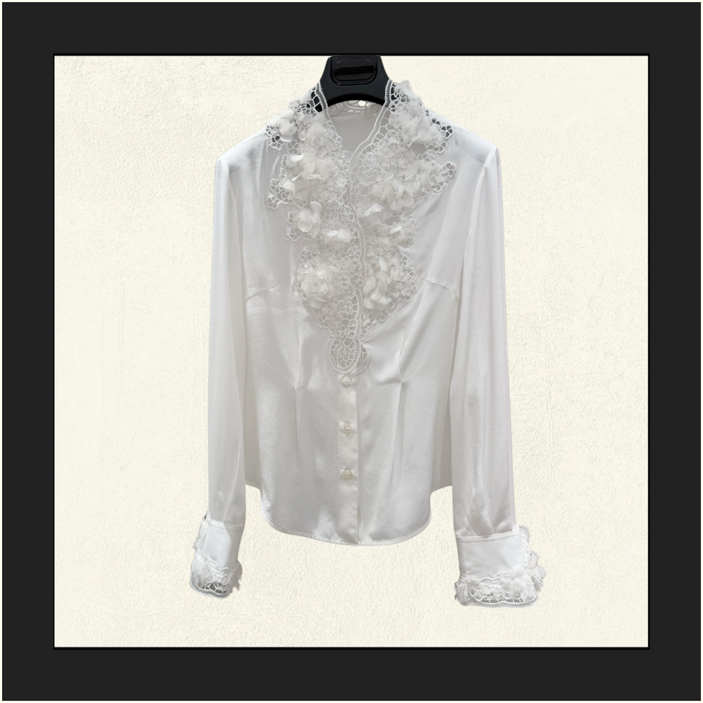 LACE EMBROIDERED DETAILS BLOUSE