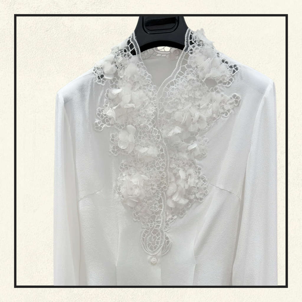 LACE EMBROIDERED DETAILS BLOUSE