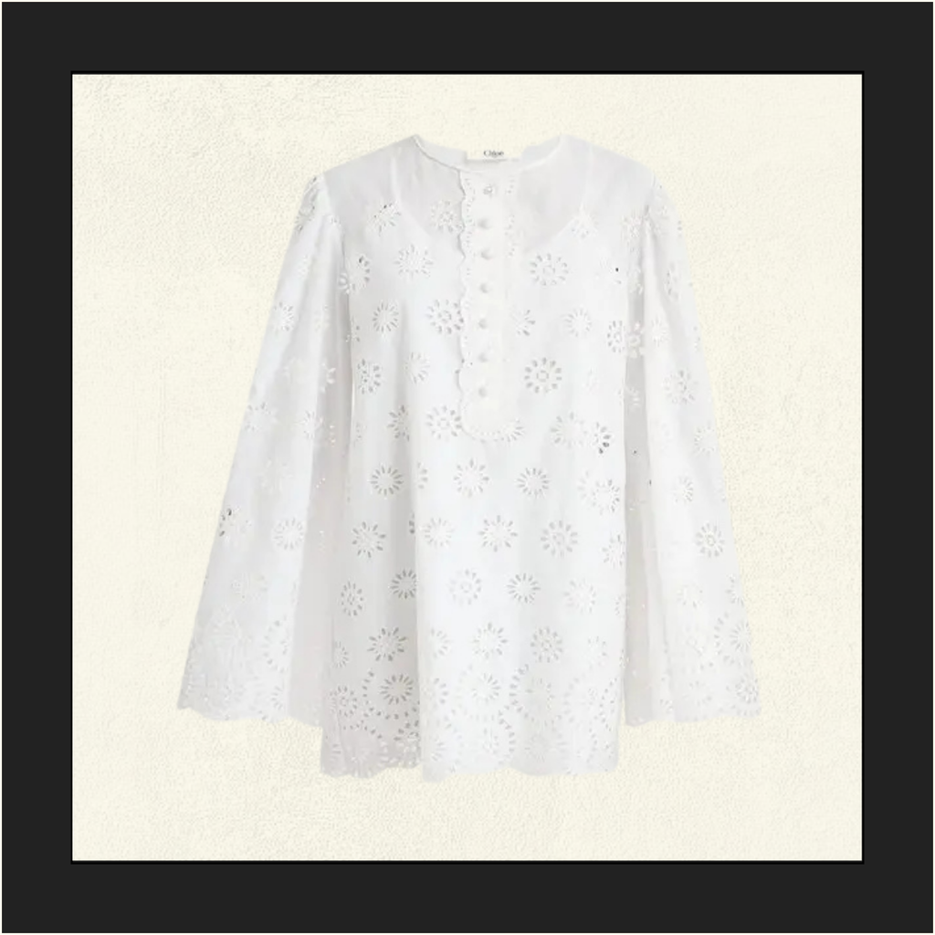 SCALLOPED EYELET EMBROIDERED MINI DRESS