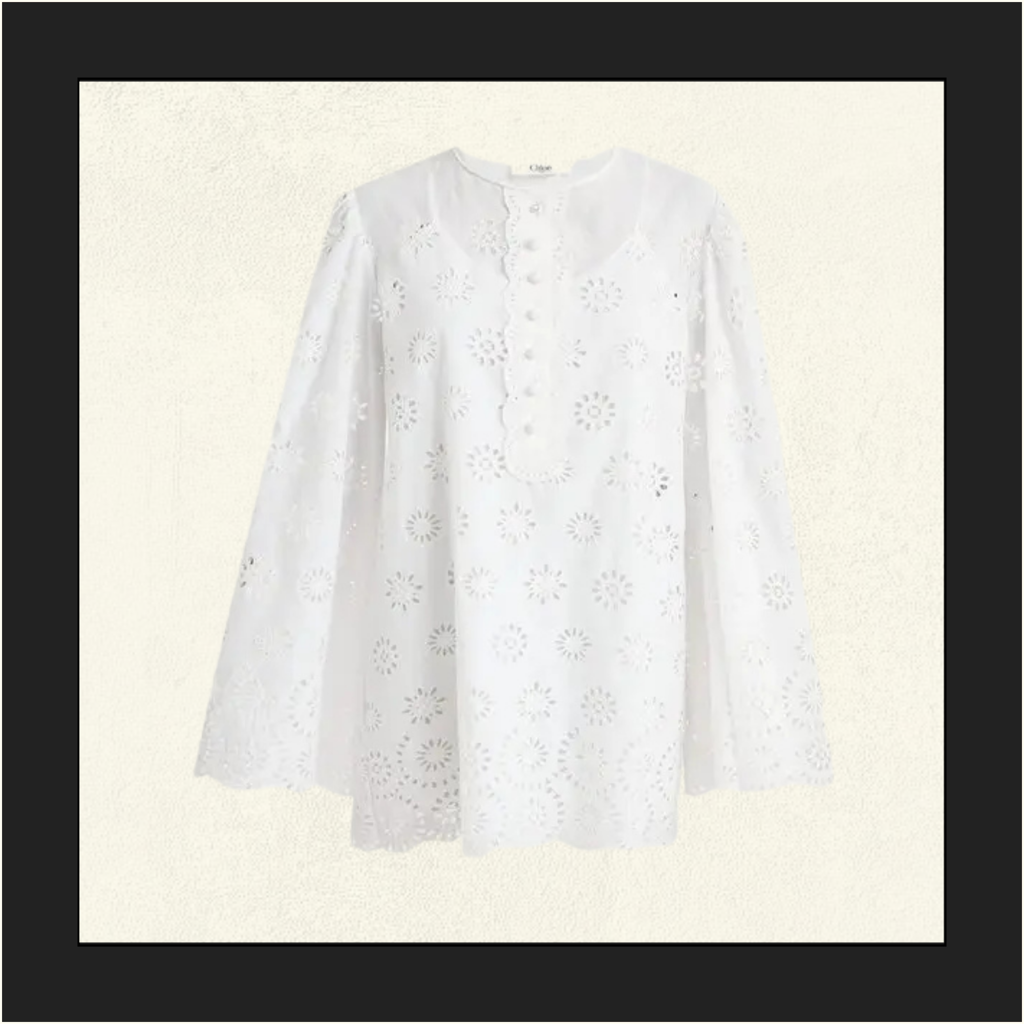 SCALLOPED EYELET EMBROIDERED MINI DRESS