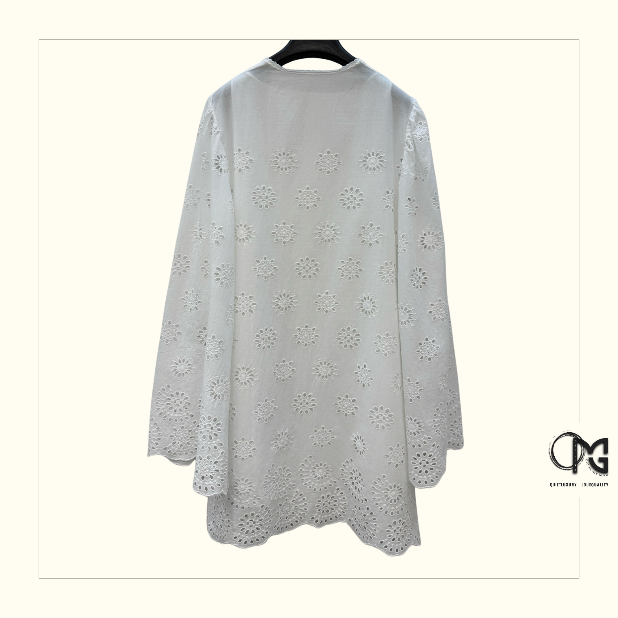 SCALLOPED EYELET EMBROIDERED MINI DRESS