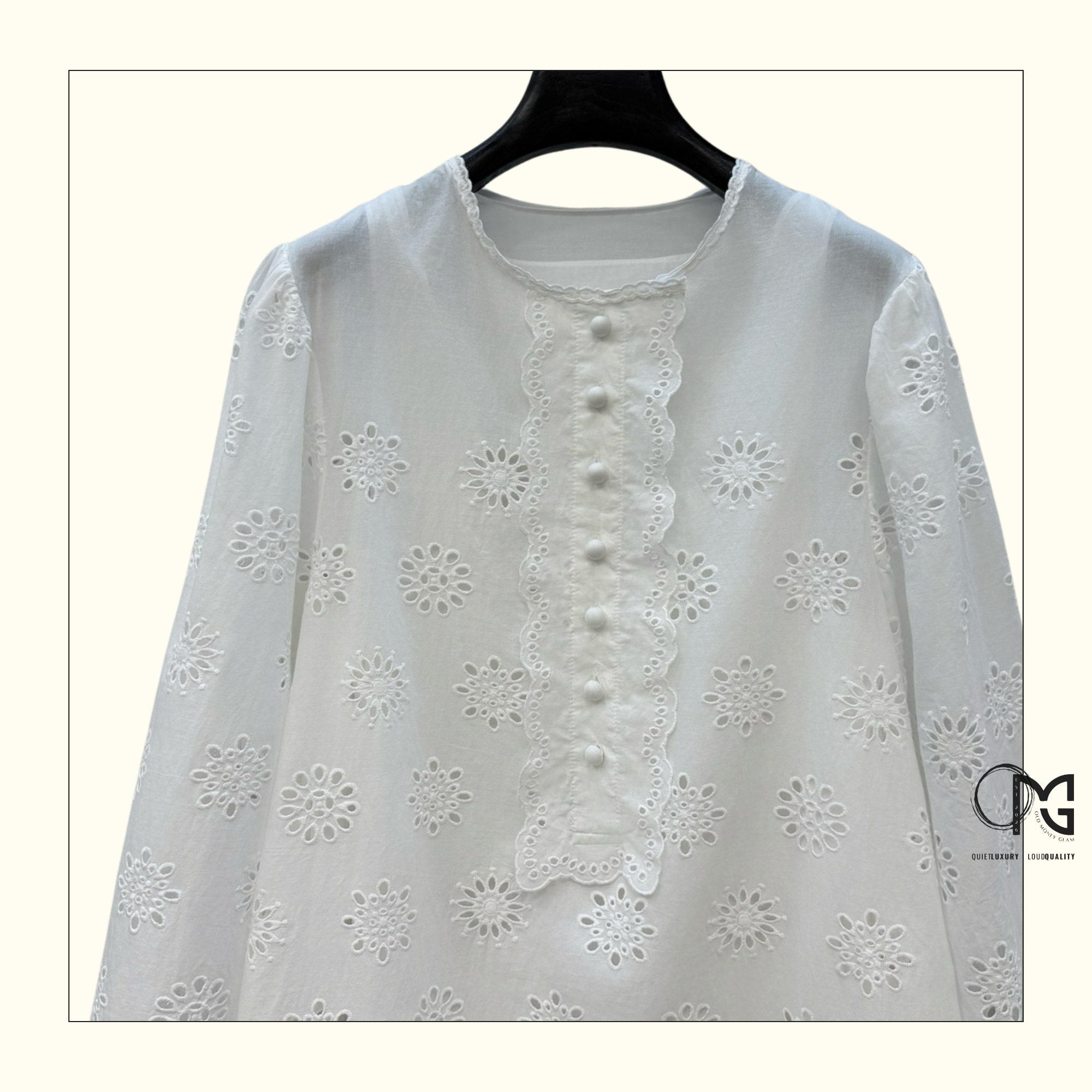 SCALLOPED EYELET EMBROIDERED MINI DRESS