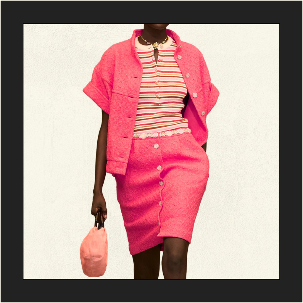 COTTON TWEED SHORT SLEEVE JACKET & MINI SKIRT