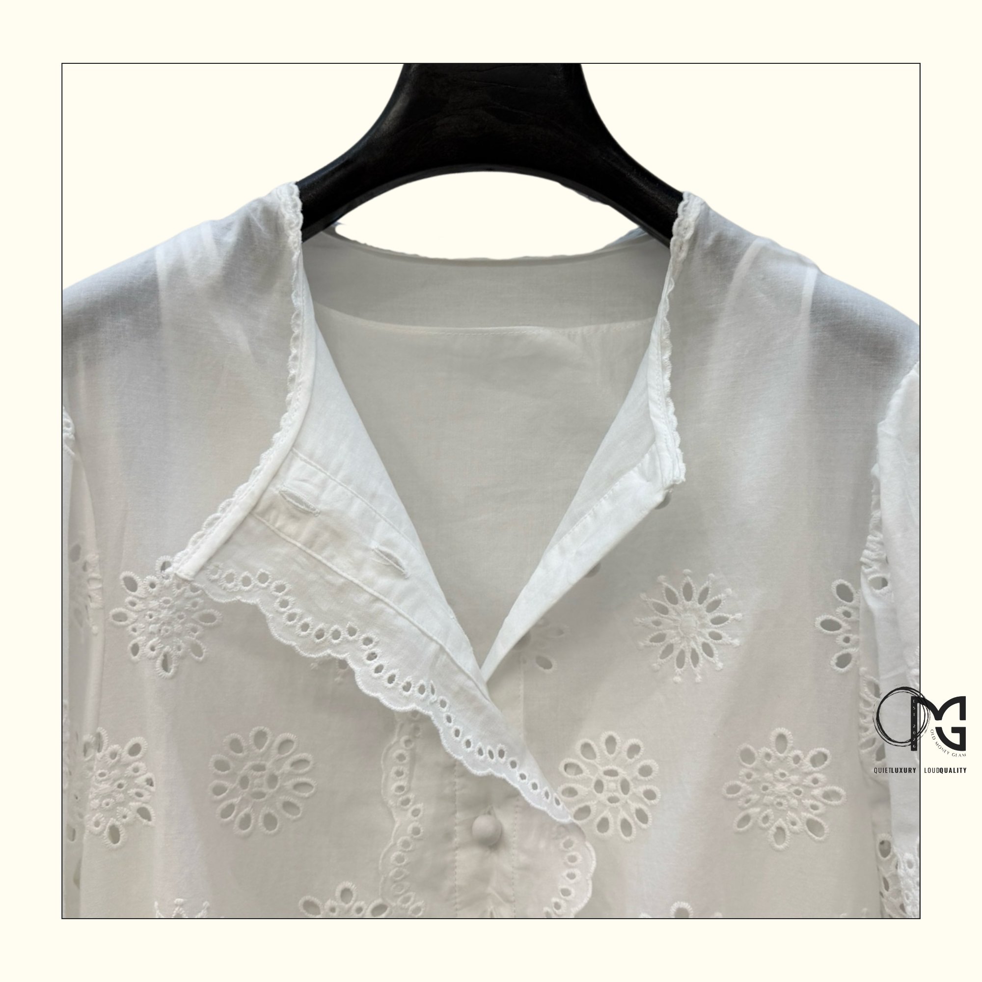 SCALLOPED EYELET EMBROIDERED MINI DRESS