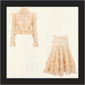 HYPNOTIC FLORAL APPLIQUÉ SILK BLOUSE & SKIRT