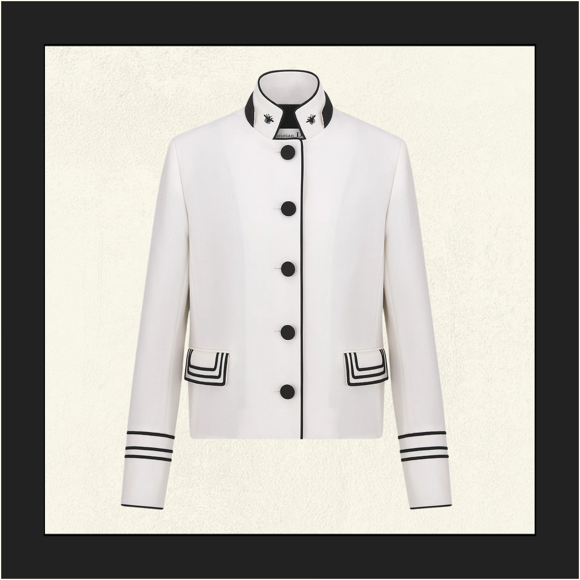 WOOL & MOHAIR COLLARLESS JACKET
