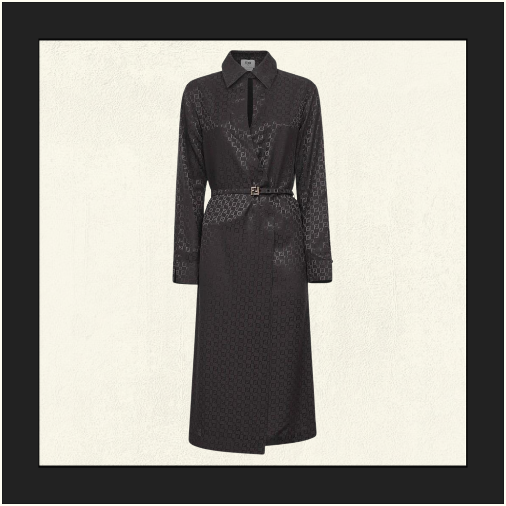 JACQUARD SILK DRESS WITH BELT