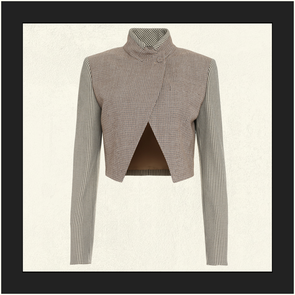 HOUNDSTOOTH WOOL SHORT JACKET