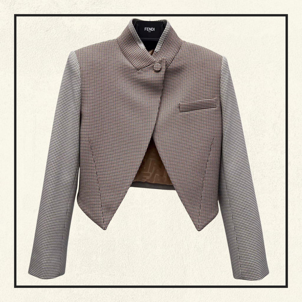 HOUNDSTOOTH WOOL SHORT JACKET