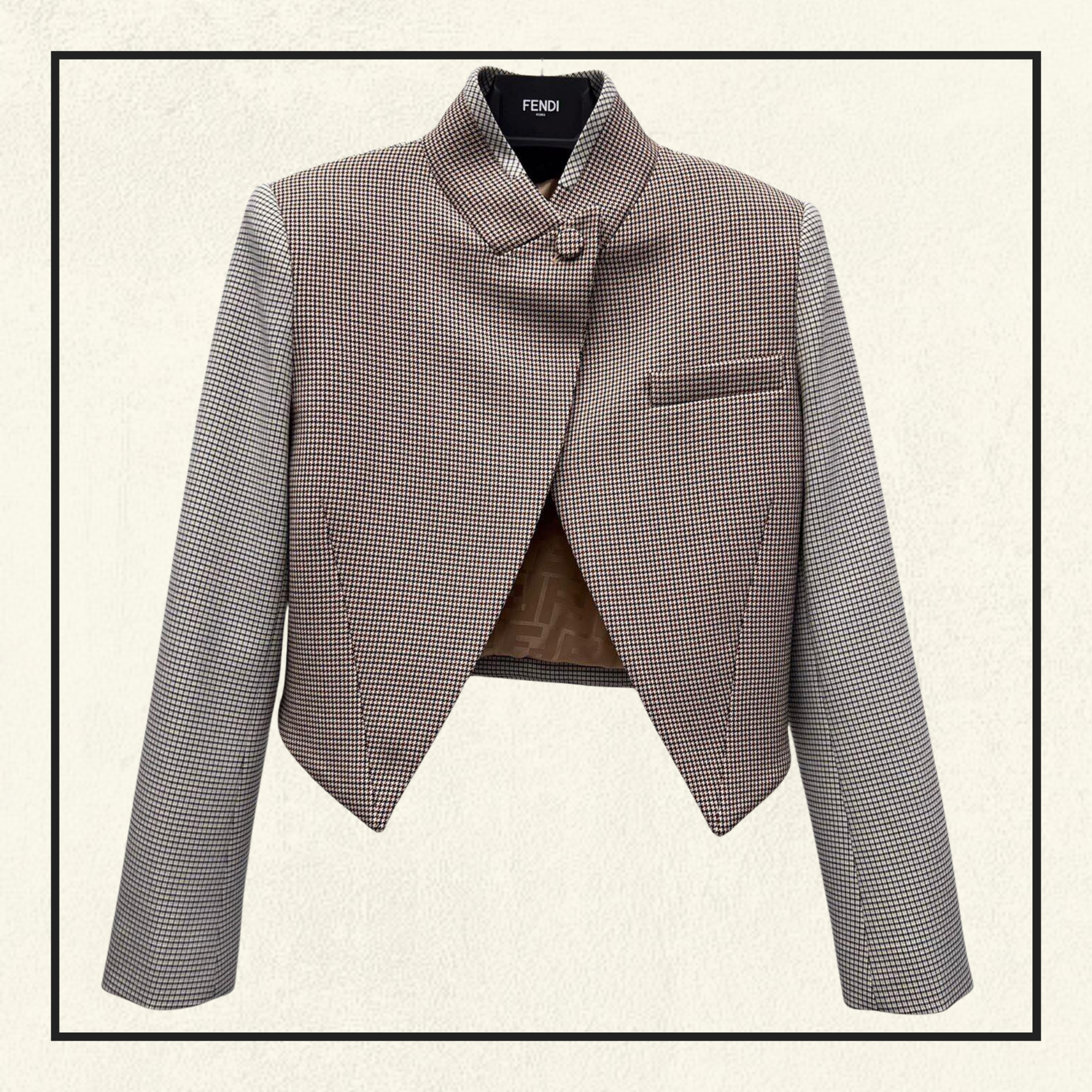 HOUNDSTOOTH WOOL SHORT JACKET