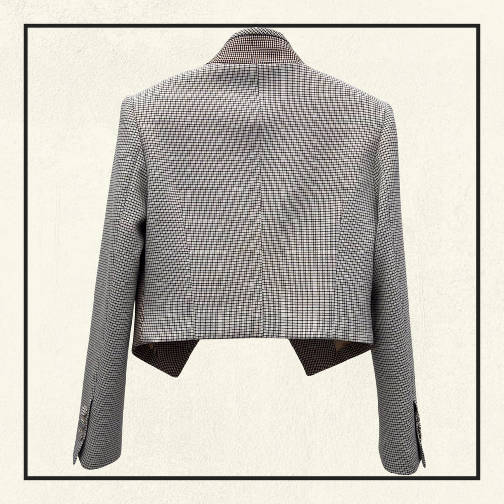 HOUNDSTOOTH WOOL SHORT JACKET