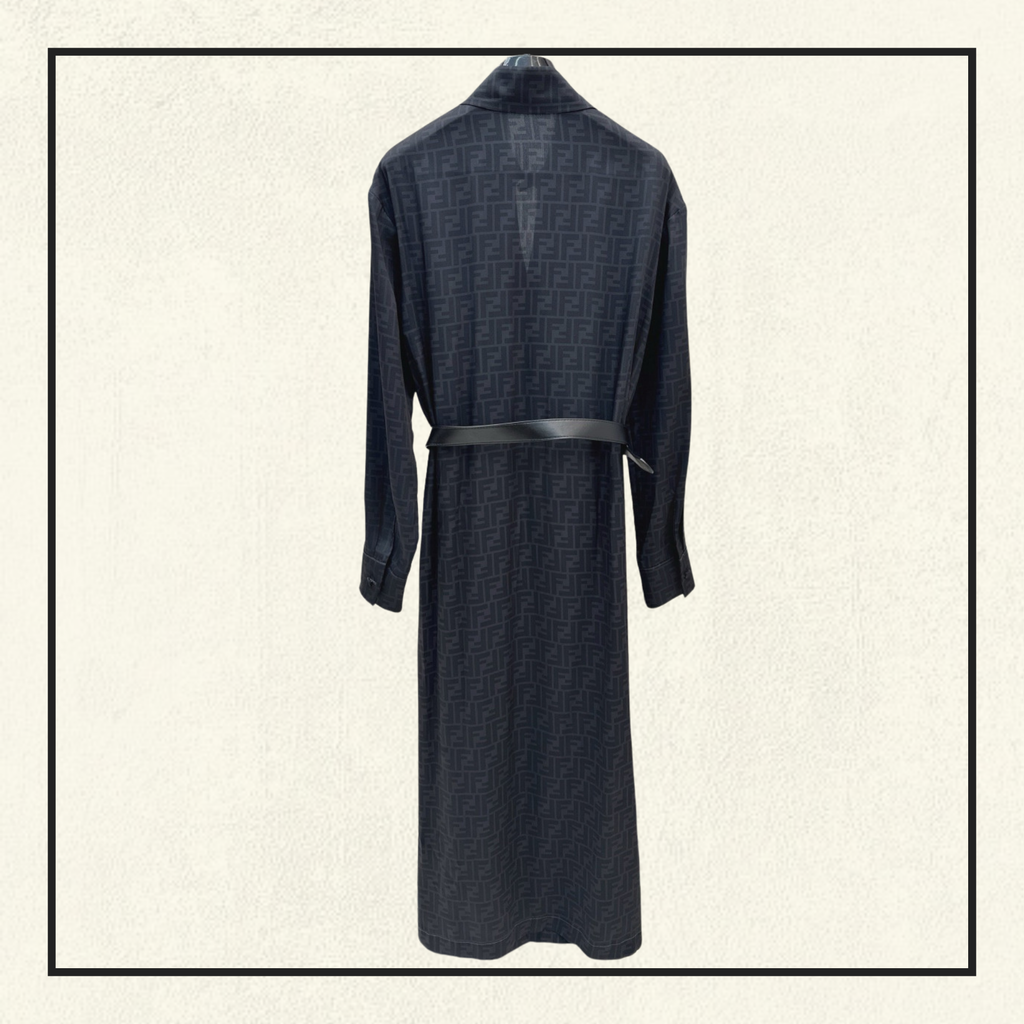 JACQUARD SILK DRESS WITH BELT