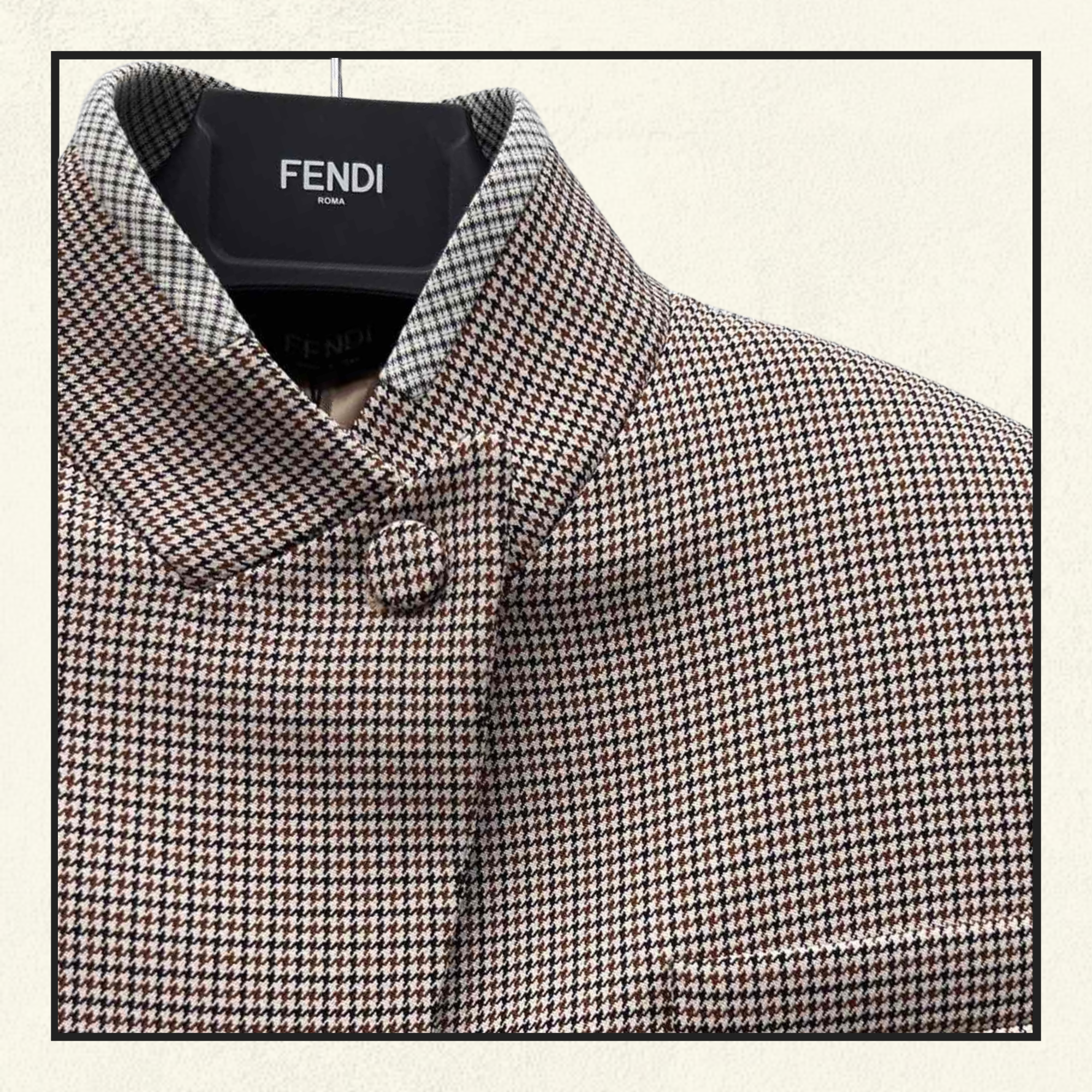 HOUNDSTOOTH WOOL SHORT JACKET