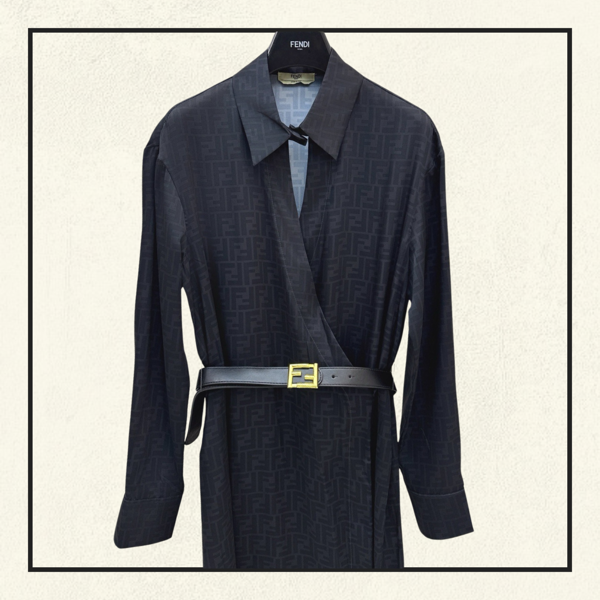 JACQUARD SILK DRESS WITH BELT