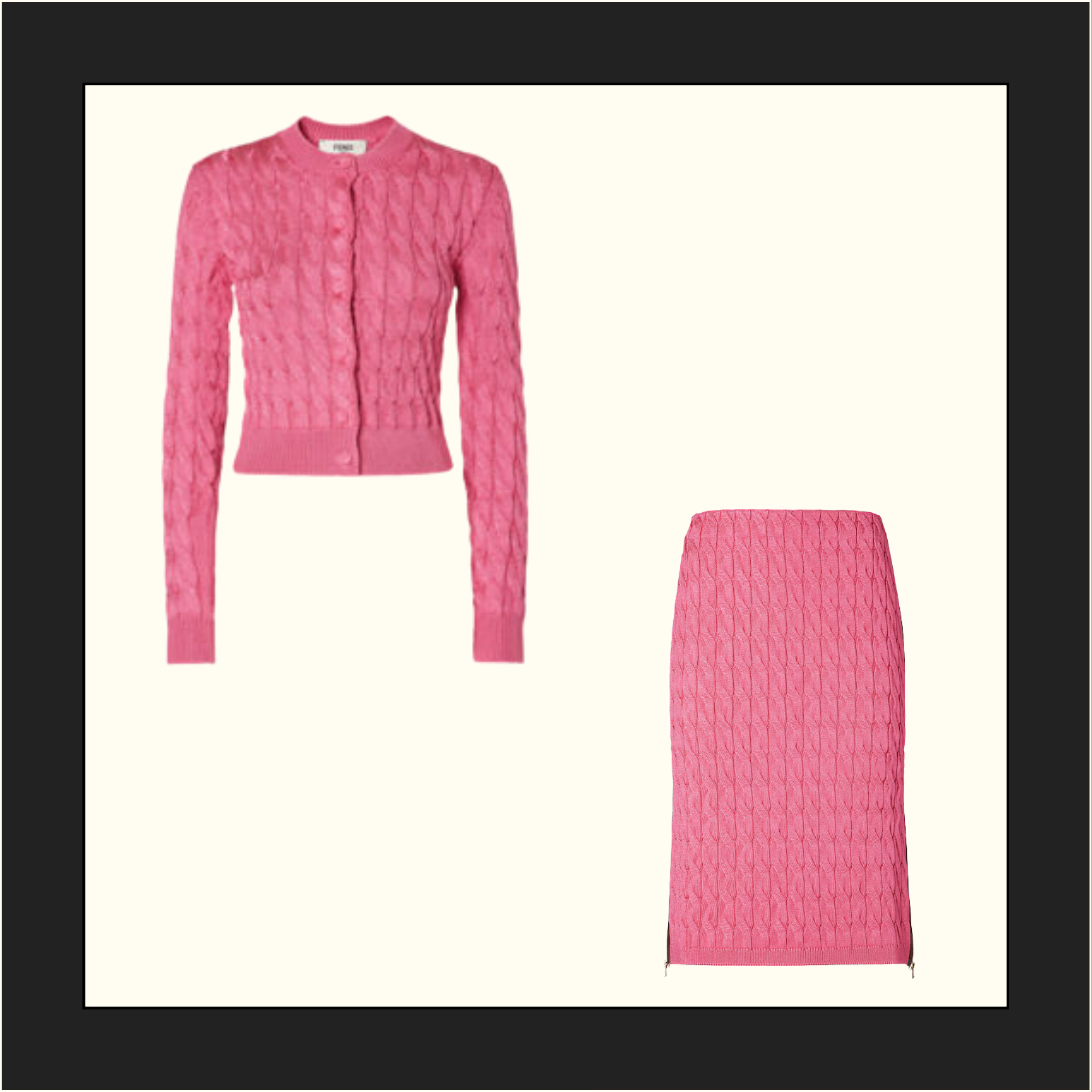 CABLE KNIT CARDIGAN & PENCIL SKIRT