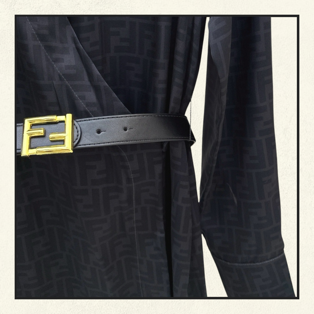 JACQUARD SILK DRESS WITH BELT