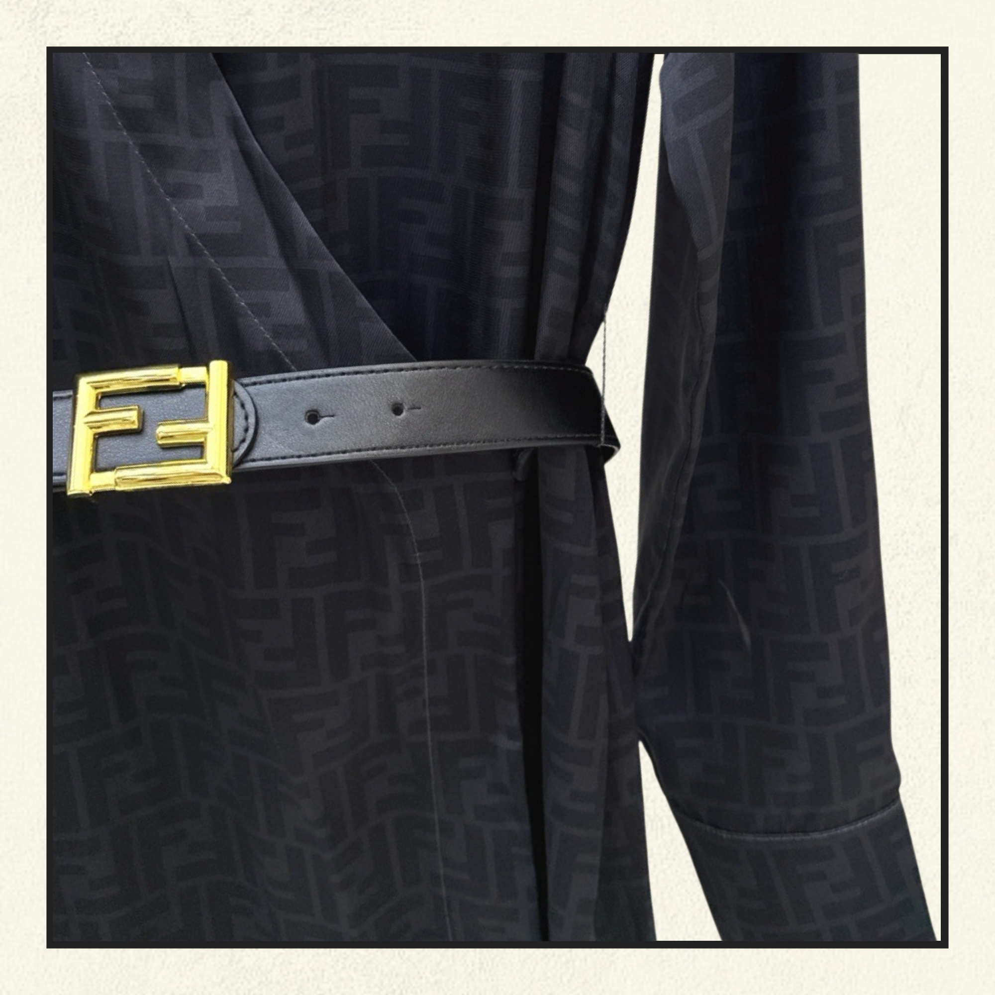 JACQUARD SILK DRESS WITH BELT