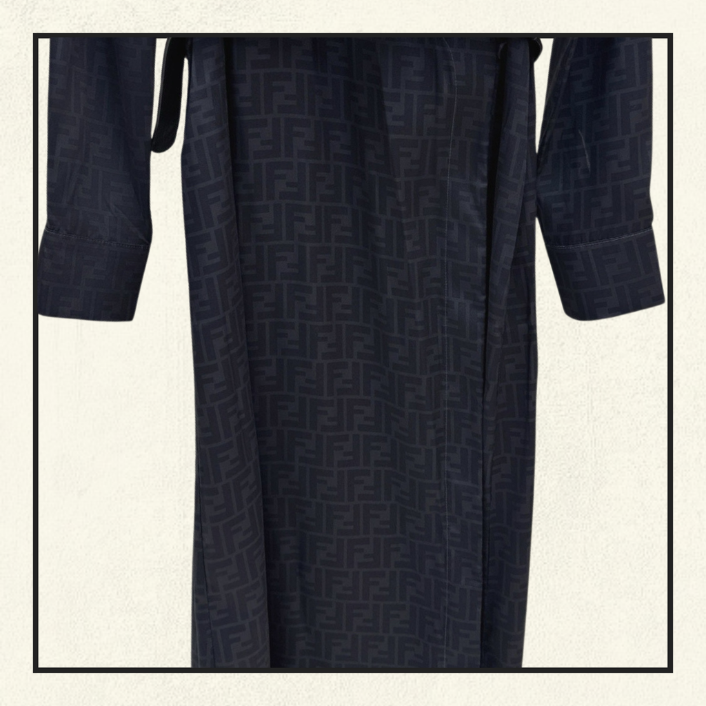 JACQUARD SILK DRESS WITH BELT
