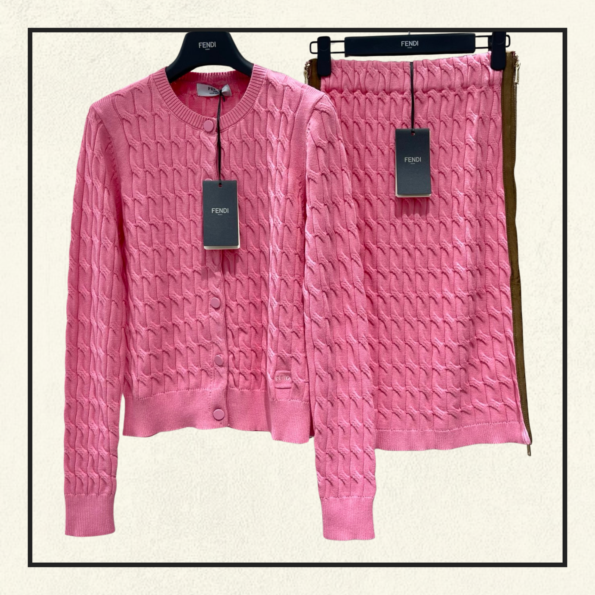 CABLE KNIT CARDIGAN & PENCIL SKIRT