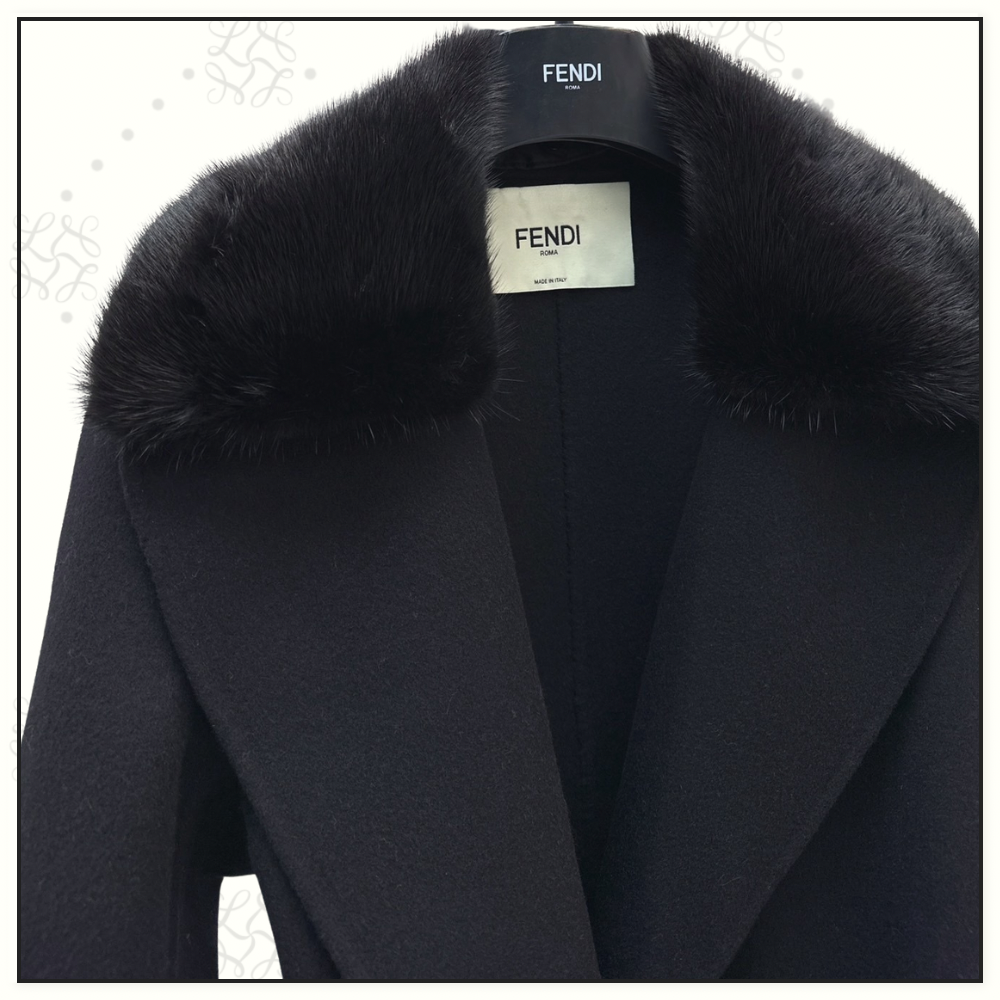 WOOL COAT WITH FUR COLLAR