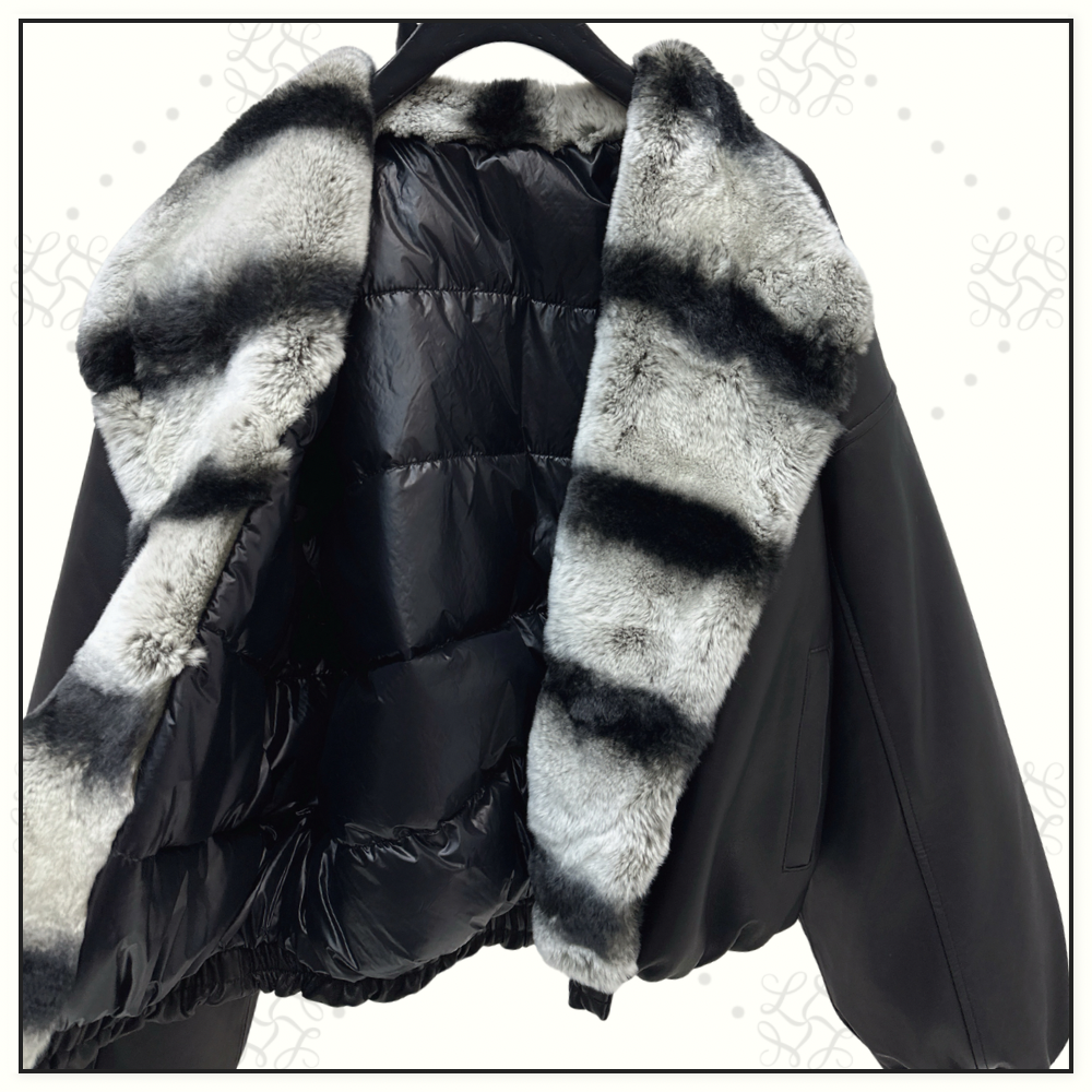 REX RABBIT COLLAR LEATHER JACKET