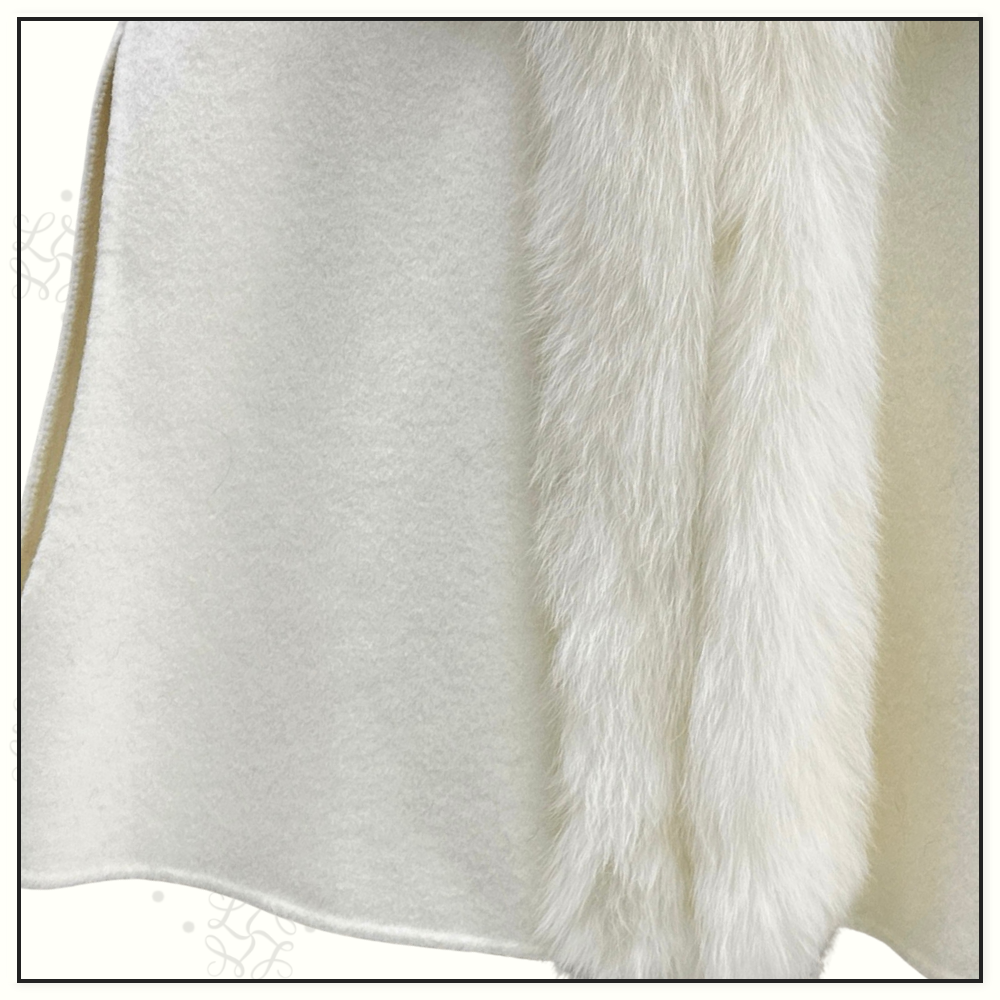 WOOL CAPE WITH FUR TRIM