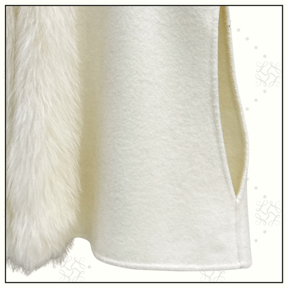 WOOL CAPE WITH FUR TRIM