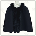 WOOL CAPE WITH FUR TRIM