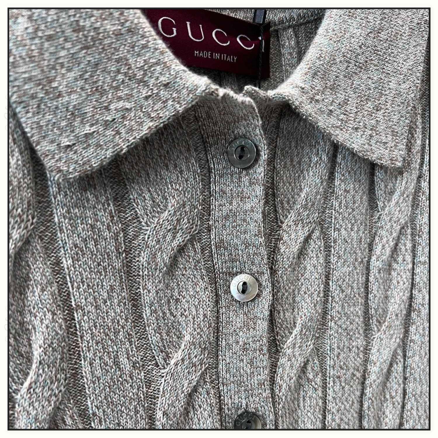 RIBBED TRIM CABLE KNIT TOP