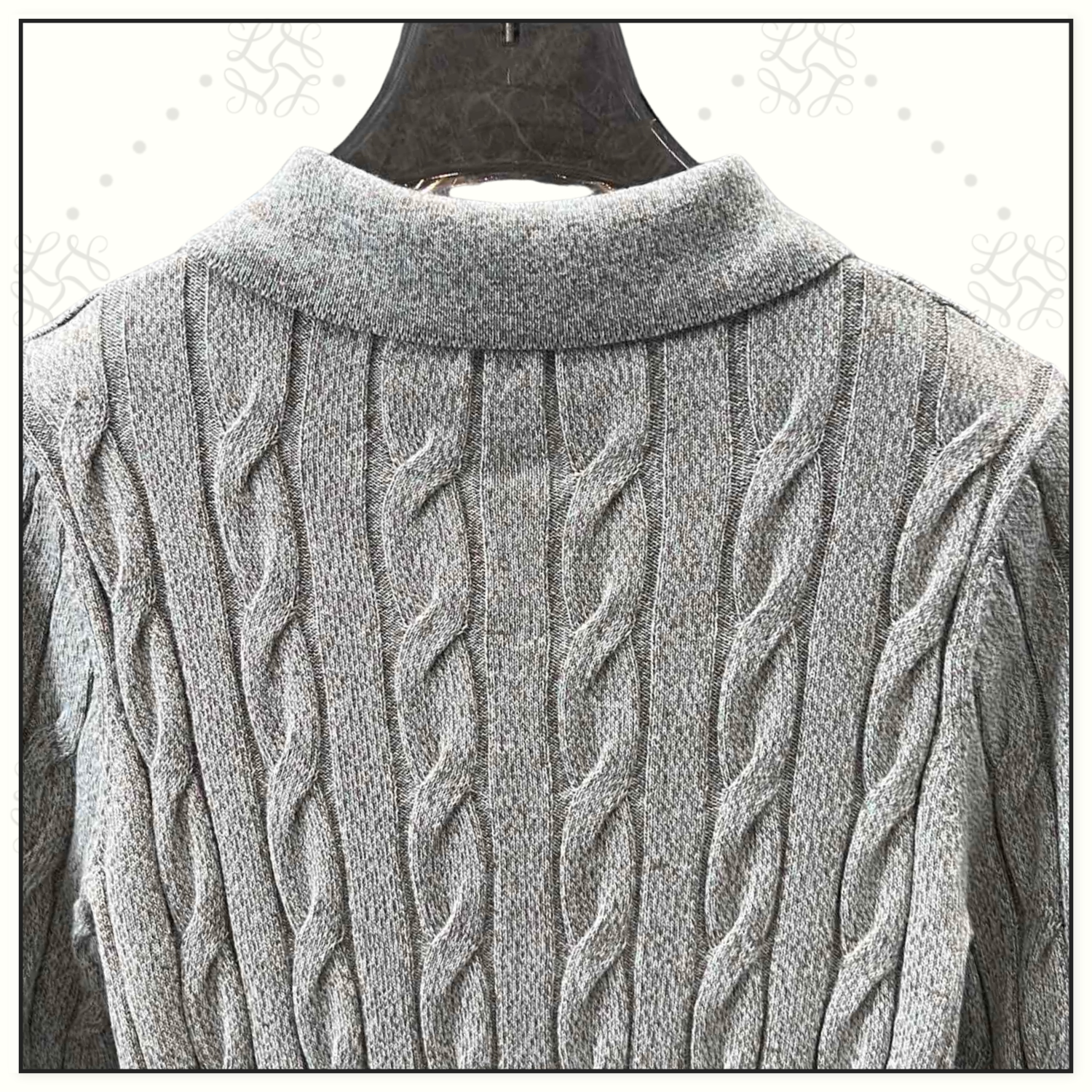 RIBBED TRIM CABLE KNIT TOP