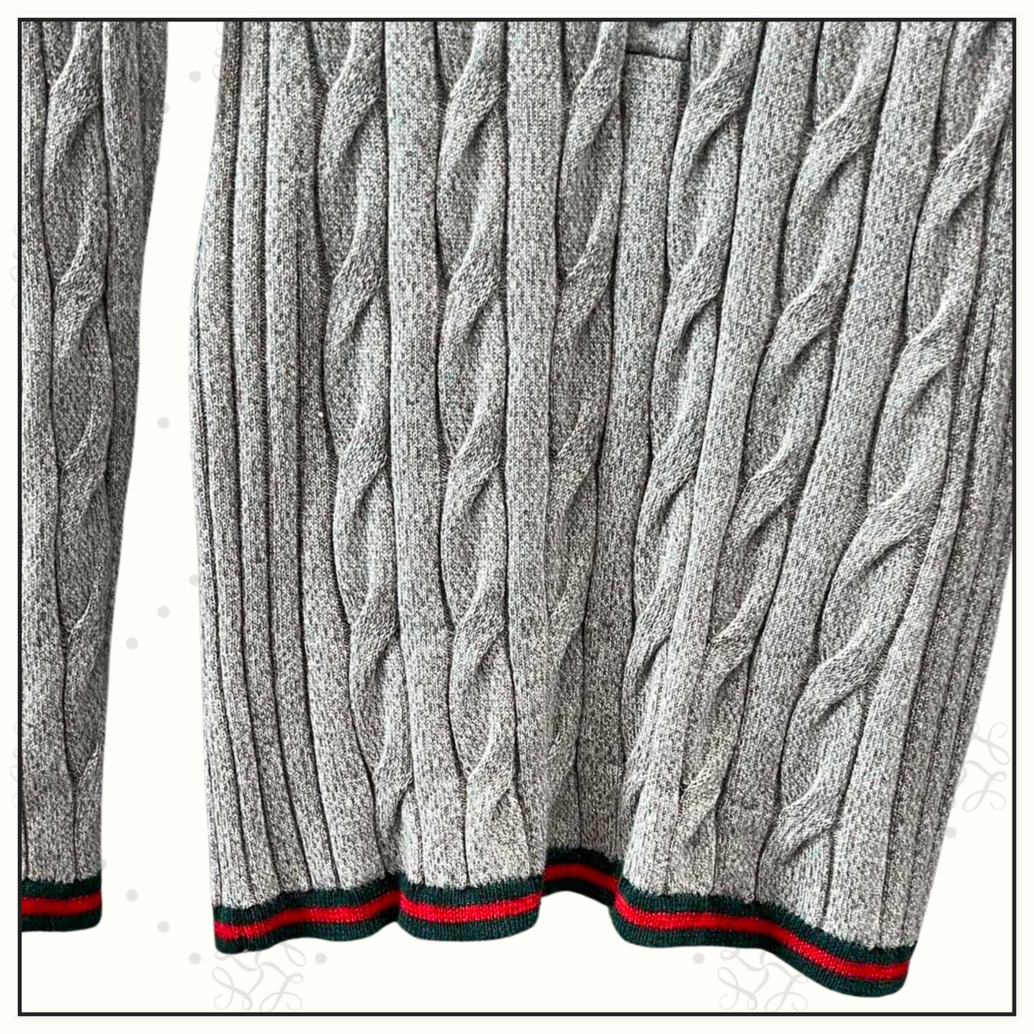 RIBBED TRIM CABLE KNIT TOP