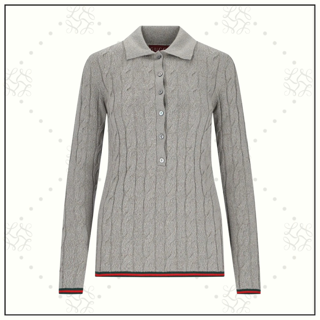 RIBBED TRIM CABLE KNIT TOP