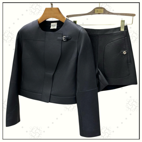 CHEVRE LEATHER JACKET & LEATHER SHORTS