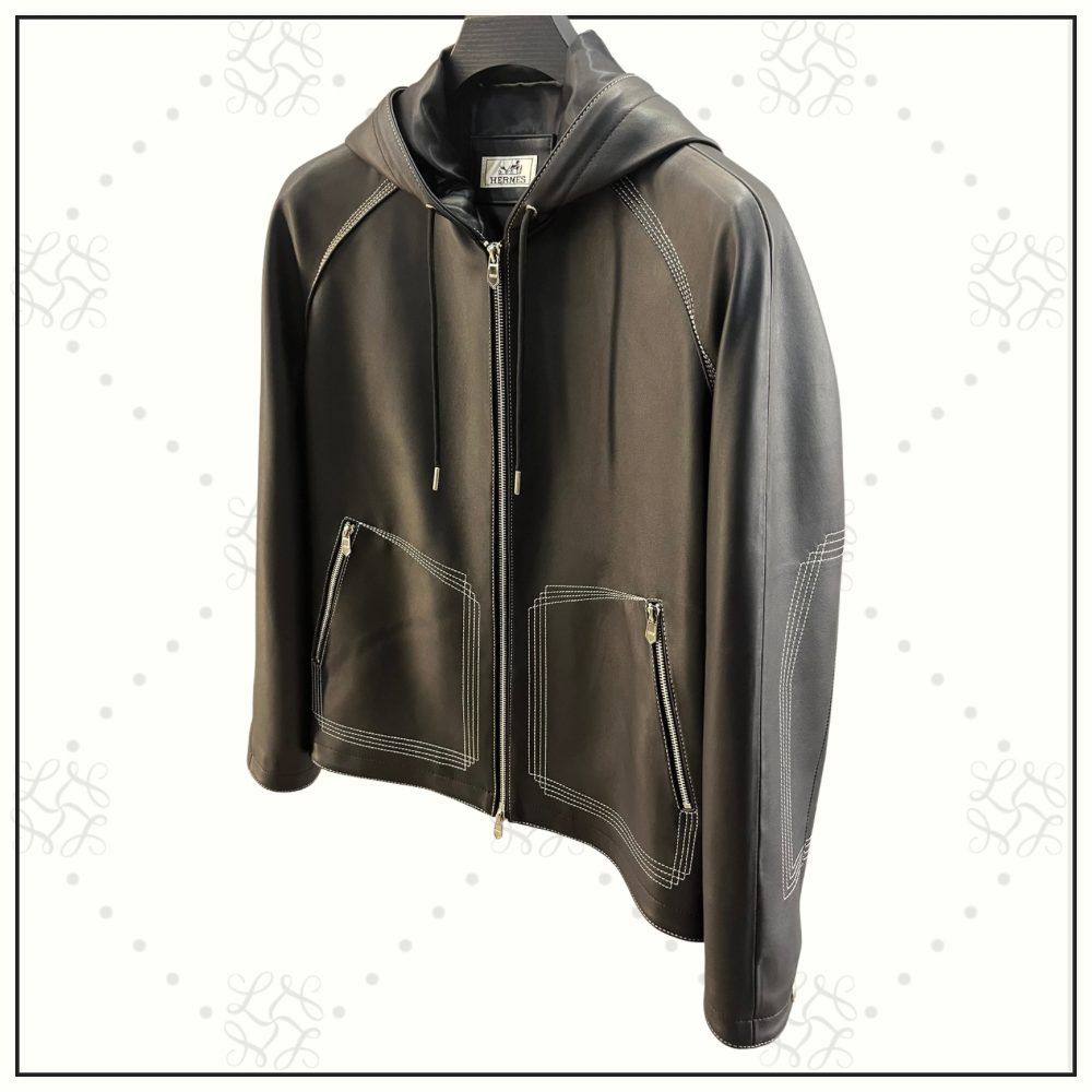 LAMBSKIN HOODED JERSEY JACKET