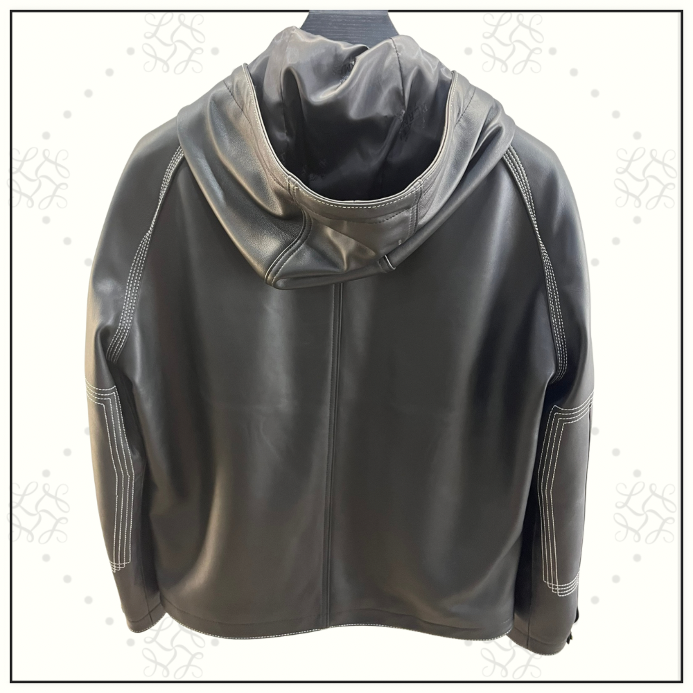 LAMBSKIN HOODED JERSEY JACKET